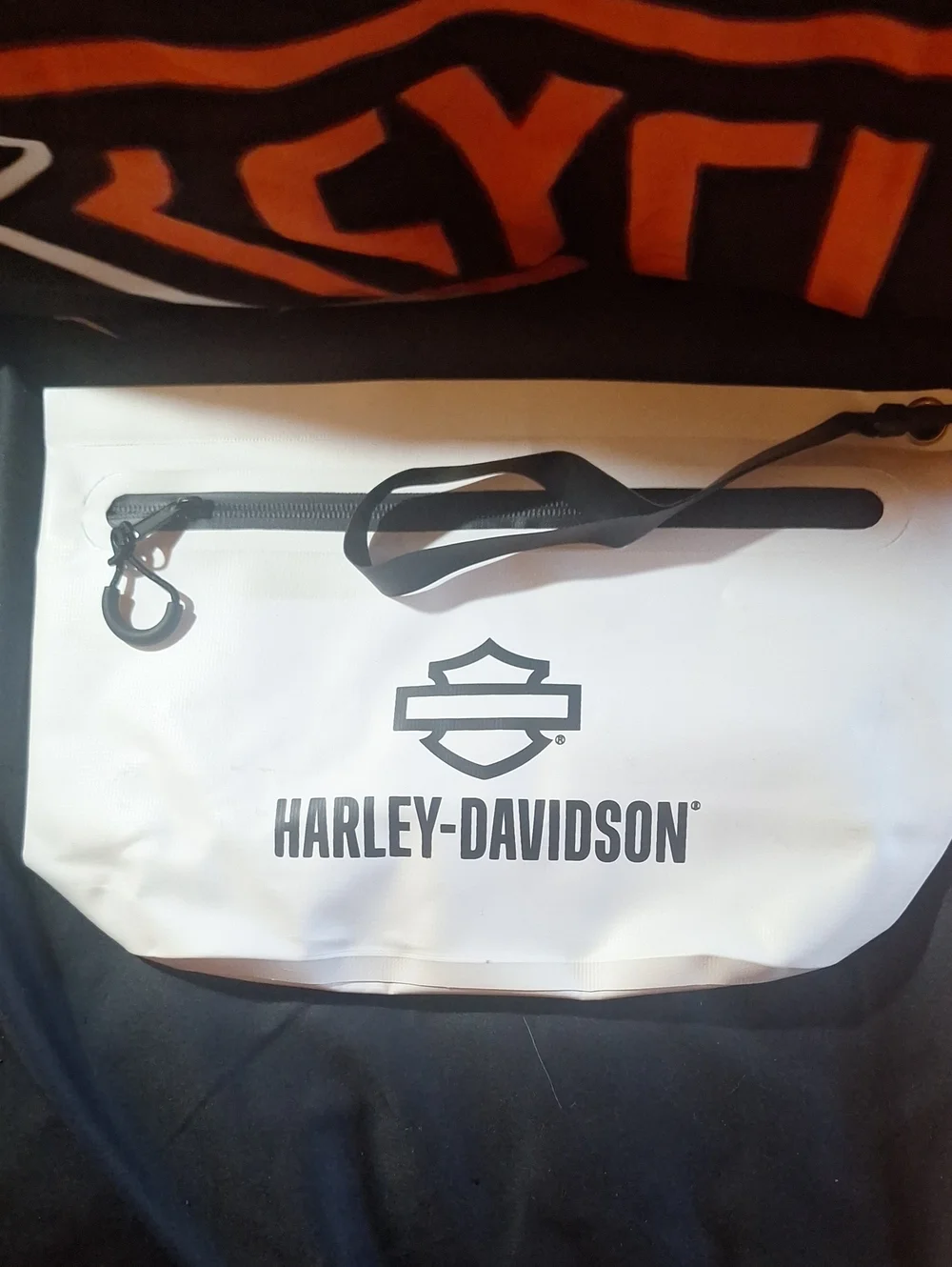 Harley-Davidson White and Black Canvas Bag with Logo
